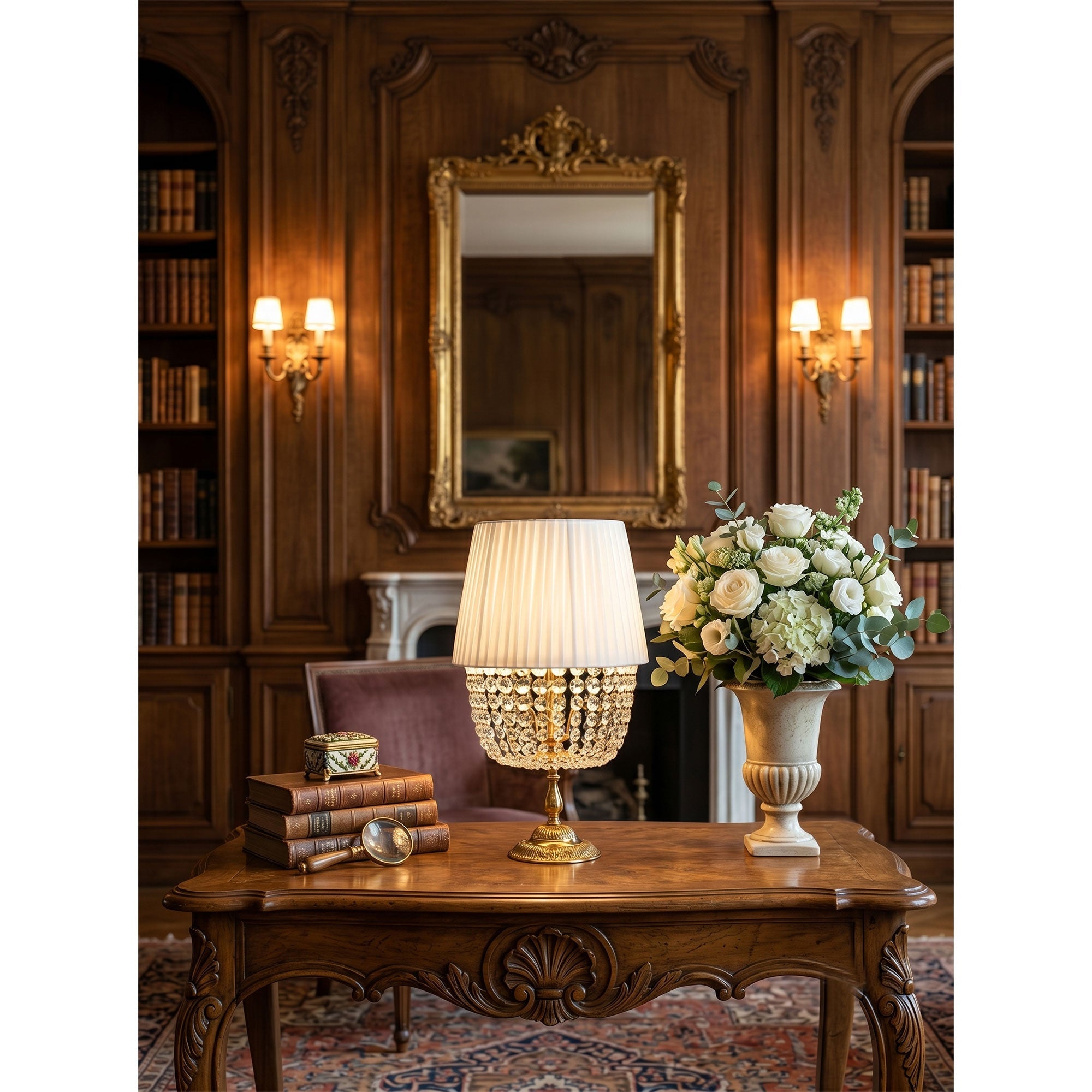 Ember Oak & Co. Adelia Crystal Table Lamp — Solid Brass Finish