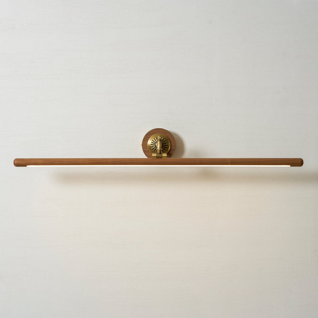 Ember Oak & Co. Adjustable Brass Walnut Picture Wall Lamp