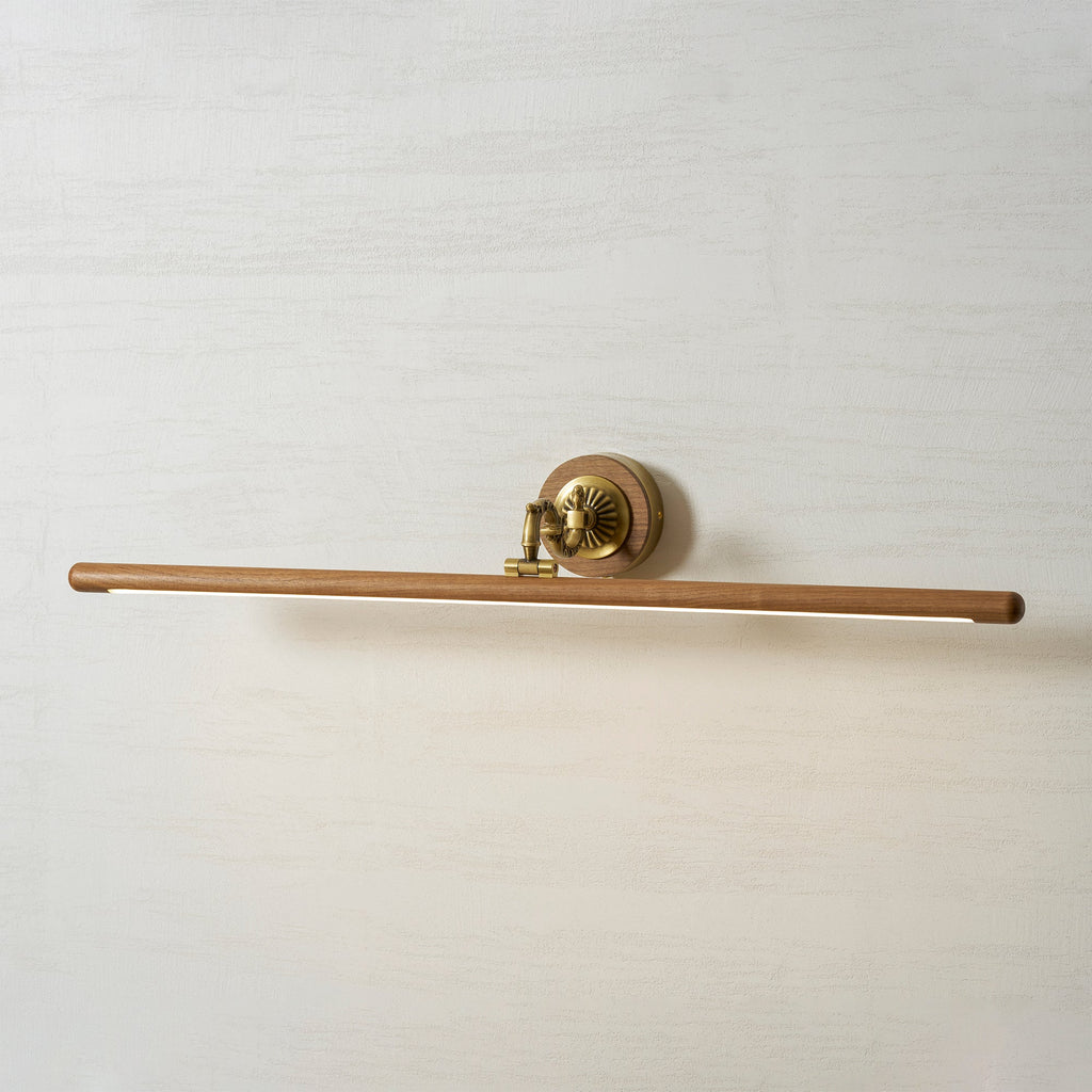 Ember Oak & Co. Adjustable Brass Walnut Picture Wall Lamp