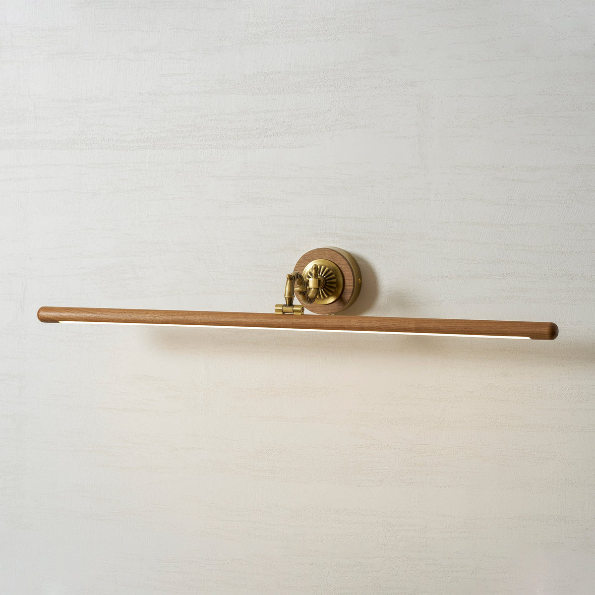 Ember Oak & Co. Adjustable Brass Walnut Picture Wall Lamp