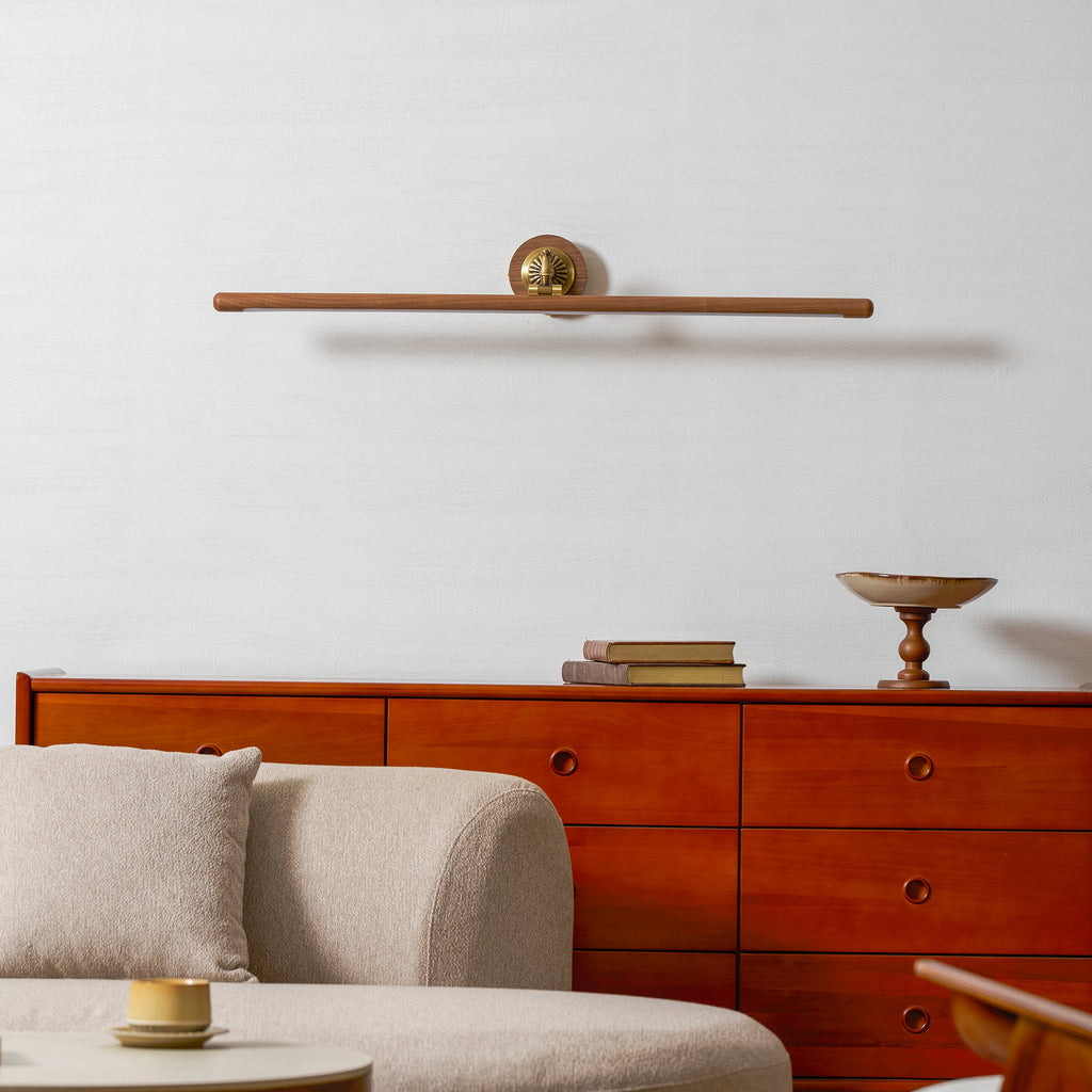 Ember Oak & Co. Adjustable Brass Walnut Picture Wall Lamp