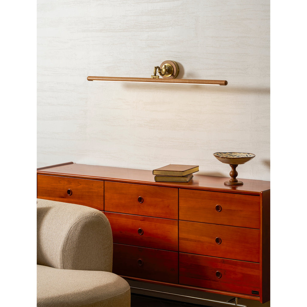 Ember Oak & Co. Adjustable Brass Walnut Picture Wall Lamp