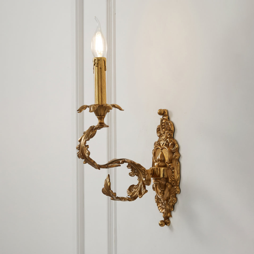 Ember Oak & Co. Adriana 17" Brass Baroque Wall Sconce