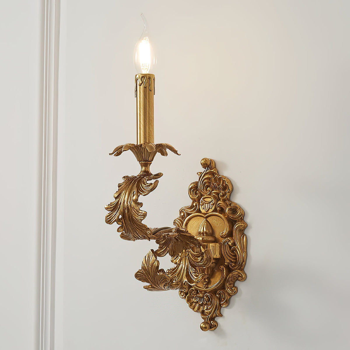 Ember Oak & Co. Adriana 17" Brass Baroque Wall Sconce