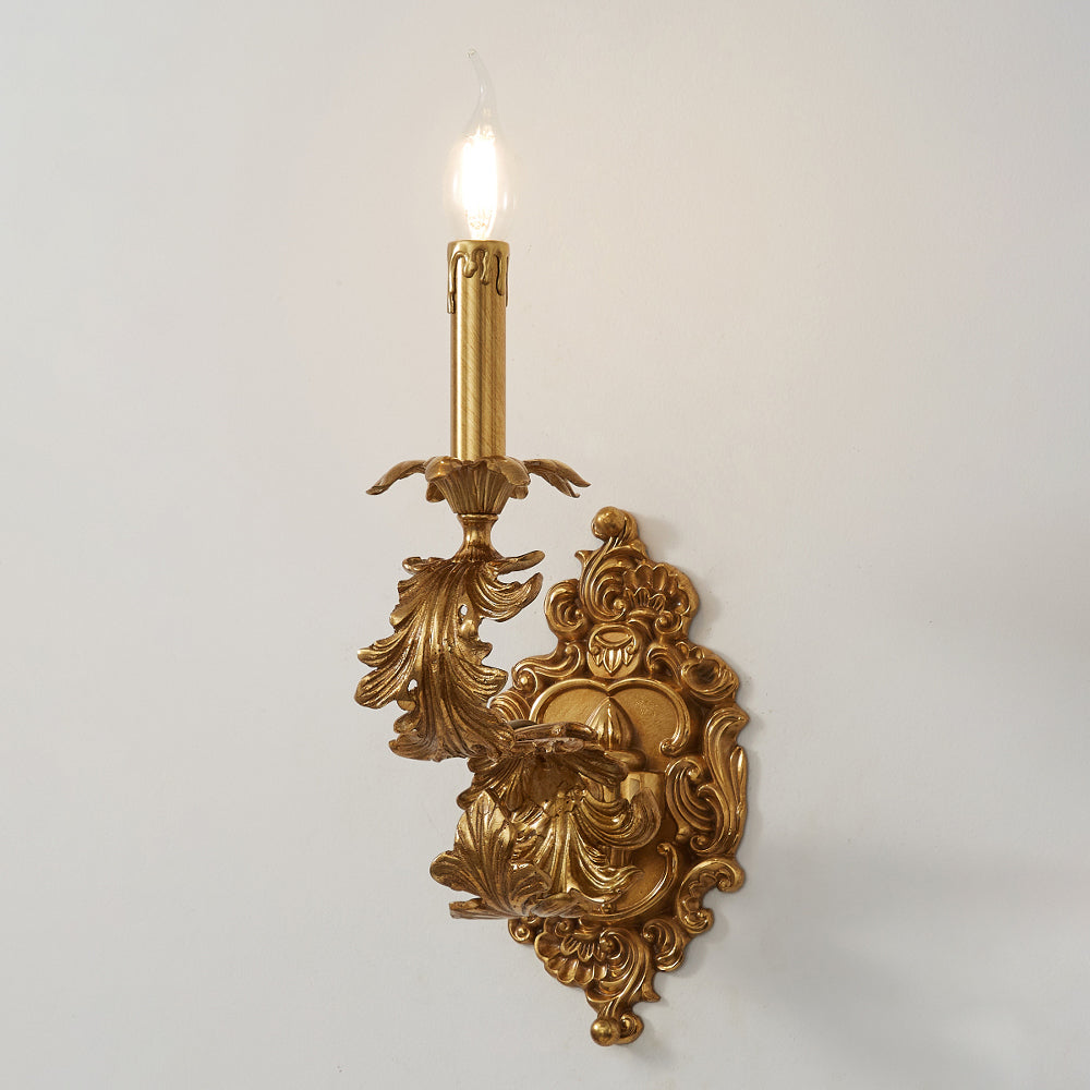 Ember Oak & Co. Adriana 17" Brass Baroque Wall Sconce