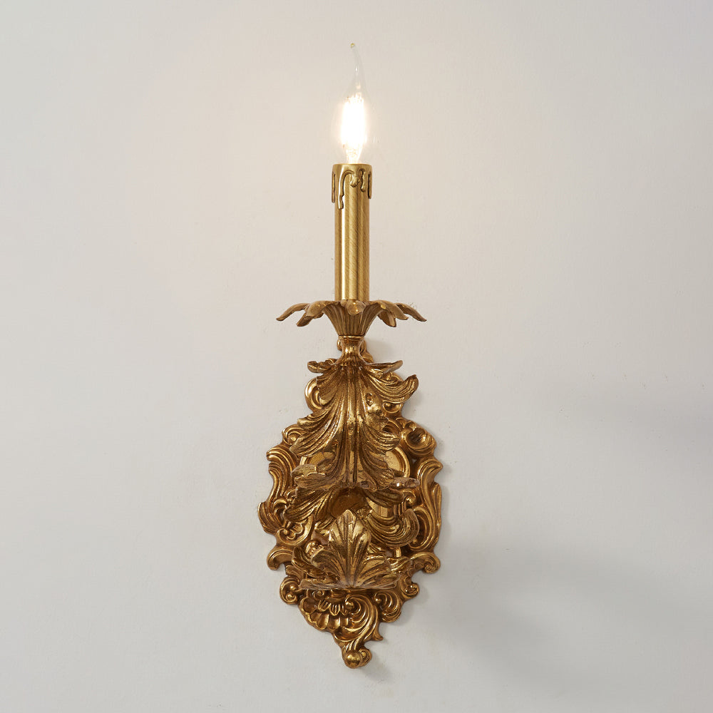 Ember Oak & Co. Adriana 17" Brass Baroque Wall Sconce