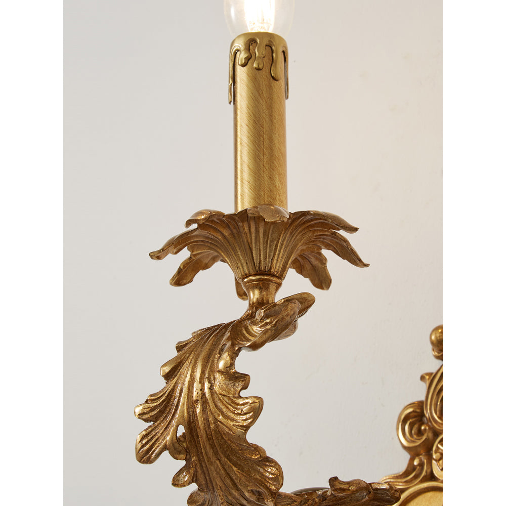 Ember Oak & Co. Adriana 17" Brass Baroque Wall Sconce