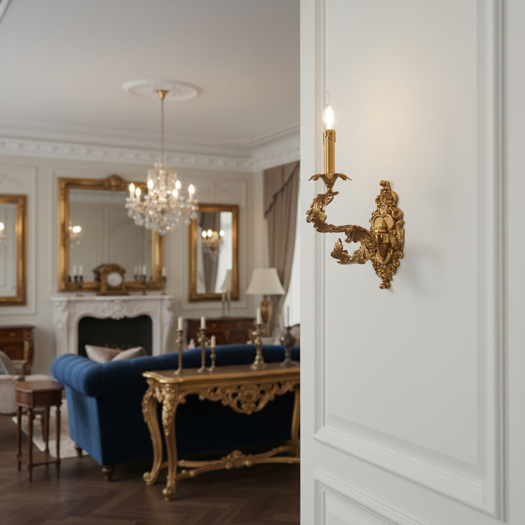Ember Oak & Co. Adriana 17" Brass Baroque Wall Sconce