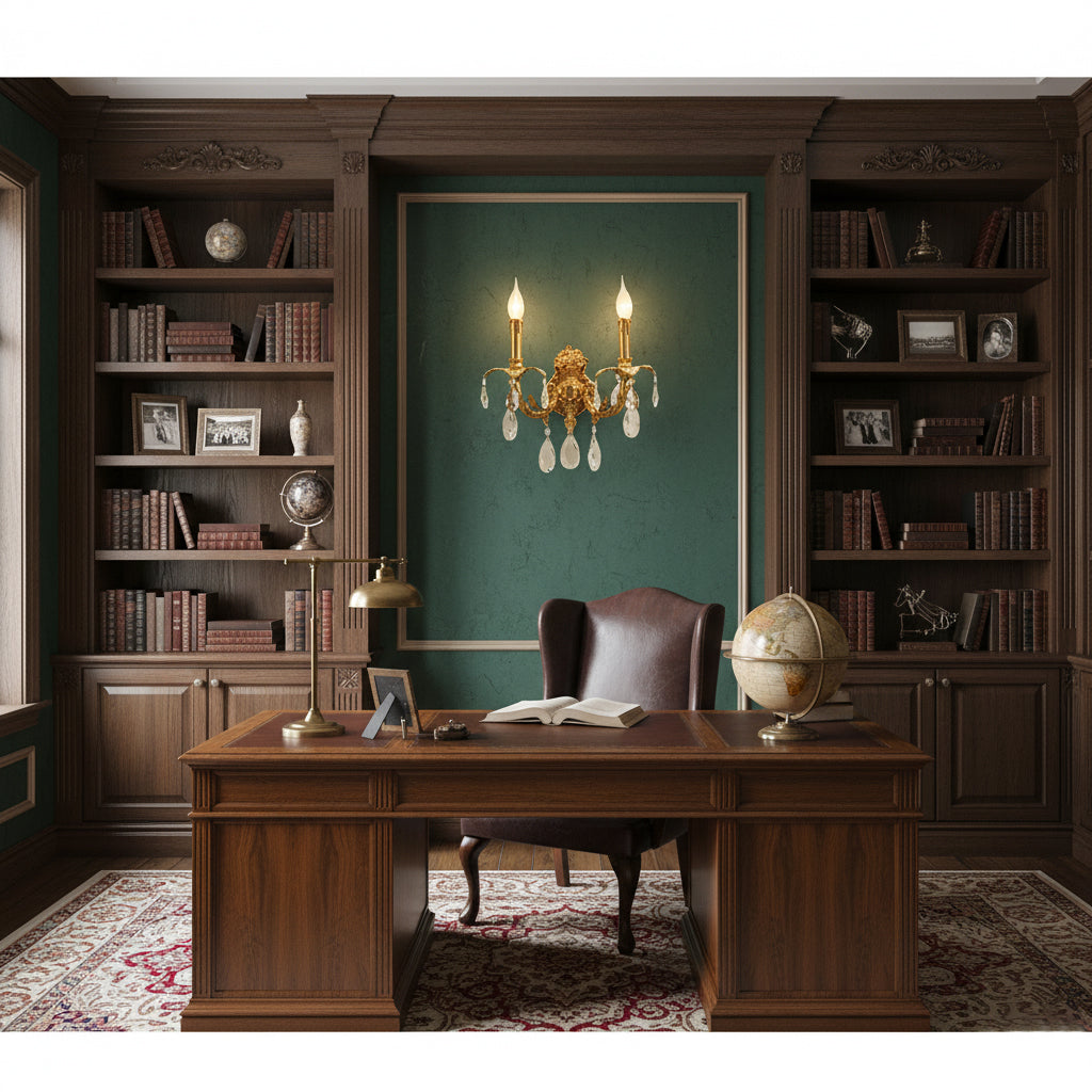 Ember Oak & Co. Adriana Brass Wall Lamp — Solid Brass Finish