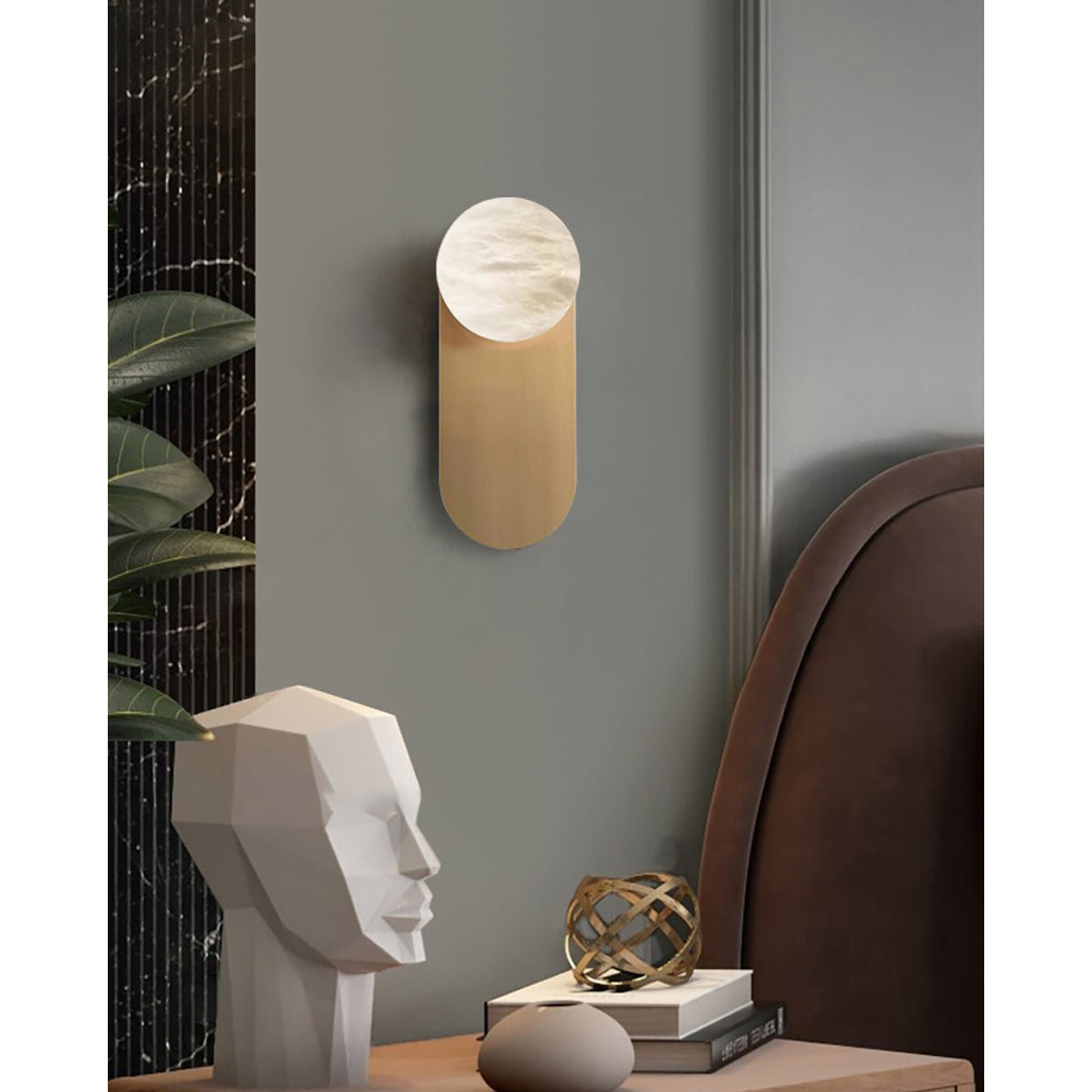 Ember Oak & Co. Adrion Alabaster Wall Lamp — Natural Alabaster Stone