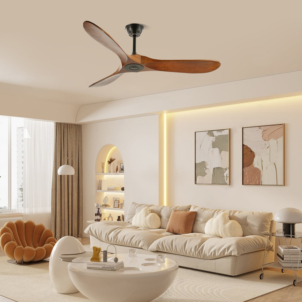 Ember Oak & Co. Aero Breeze 42" Brass Wood Ceiling Fan