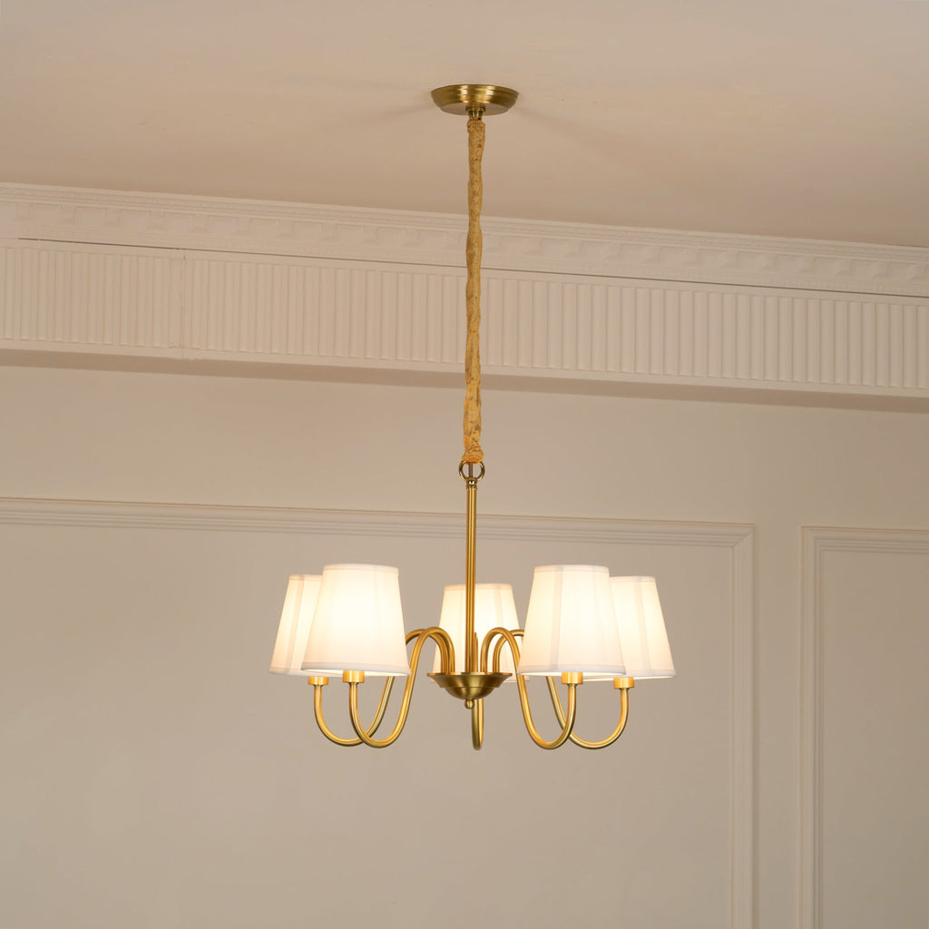 Ember Oak & Co. Aged Stacey Chandelier — Solid Brass Finish
