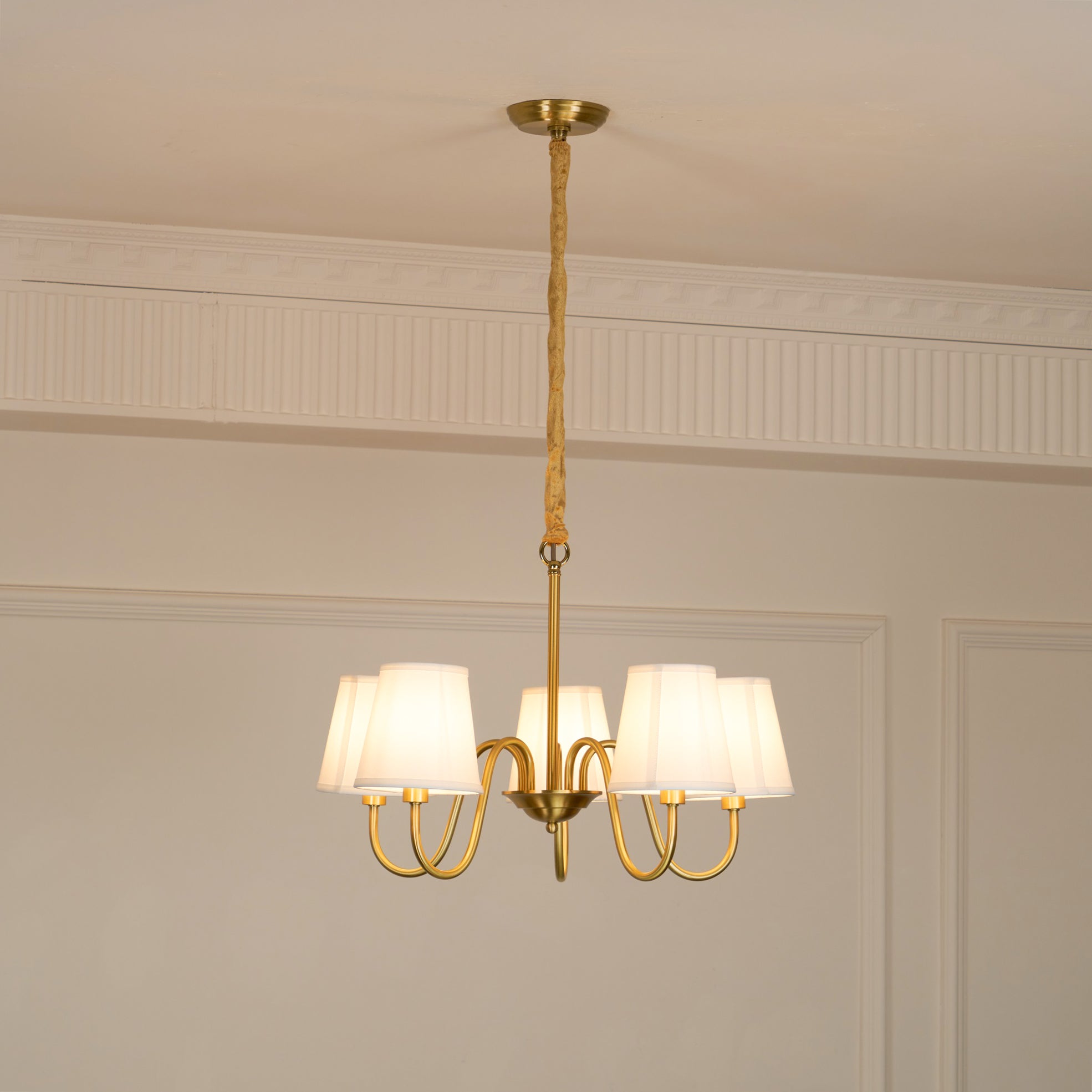 Ember Oak & Co. Aged Stacey Chandelier — Solid Brass Finish