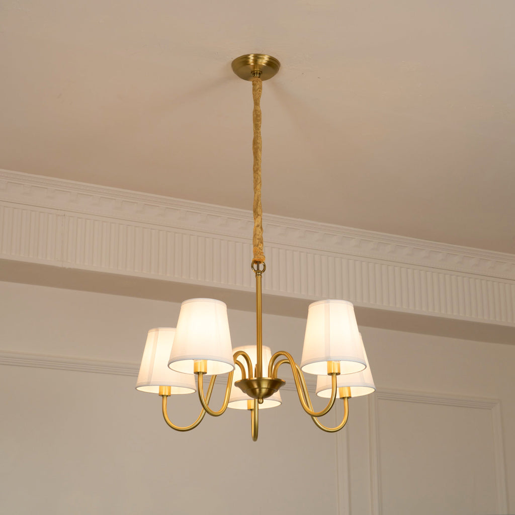 Ember Oak & Co. Aged Stacey Chandelier — Solid Brass Finish
