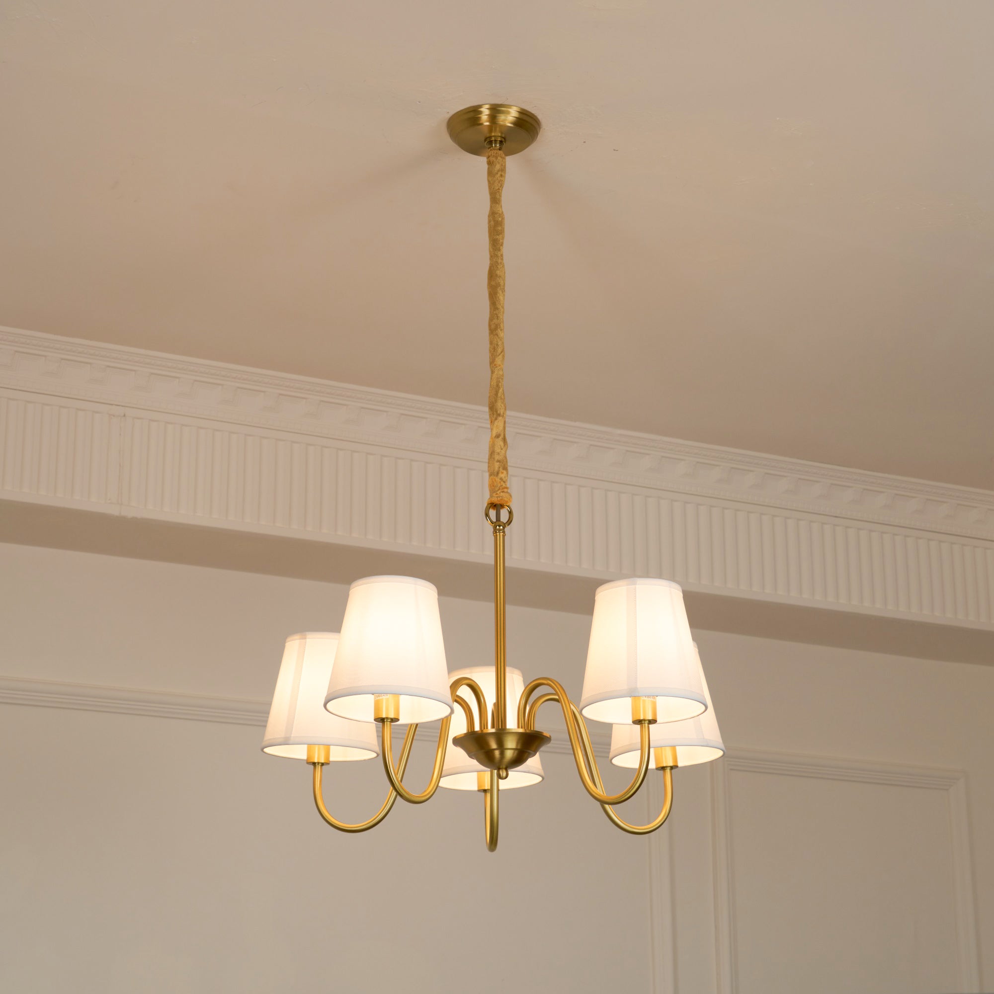 Ember Oak & Co. Aged Stacey Chandelier — Solid Brass Finish