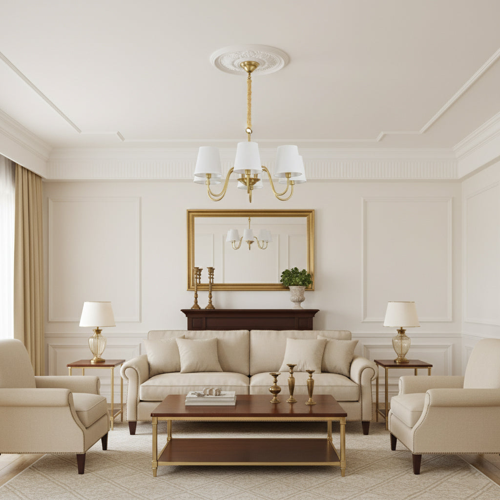 Ember Oak & Co. Aged Stacey Chandelier — Solid Brass Finish