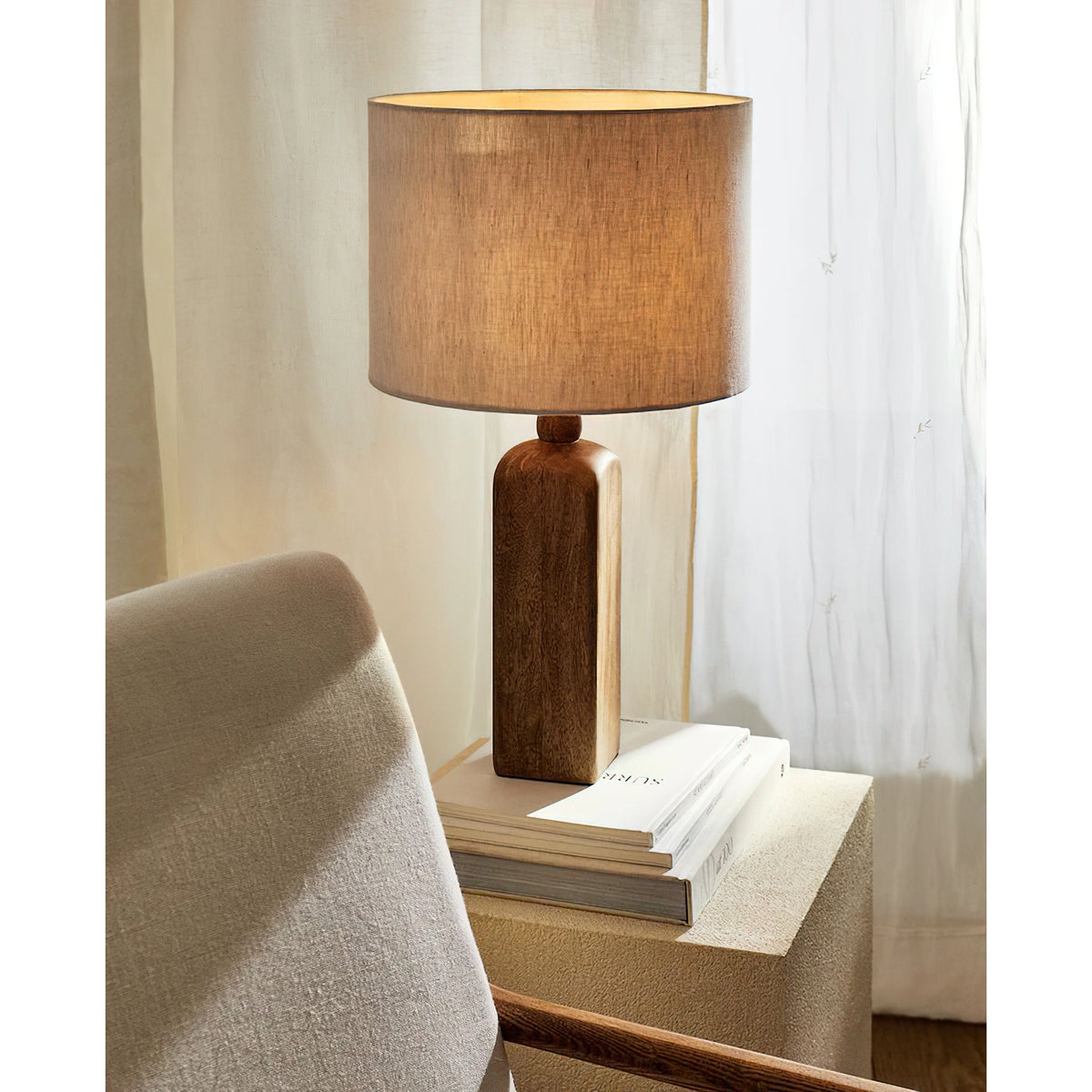 Ember Oak & Co. Aisling 25" Solid Wood Table Lamp