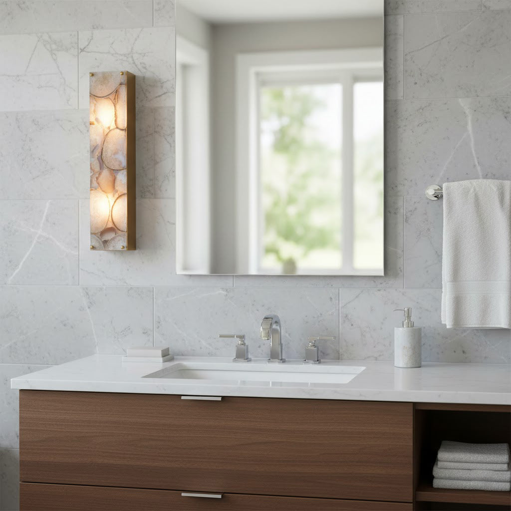 Ember Oak & Co. Adeline Alabaster Wall Lamp — Natural Alabaster Stone