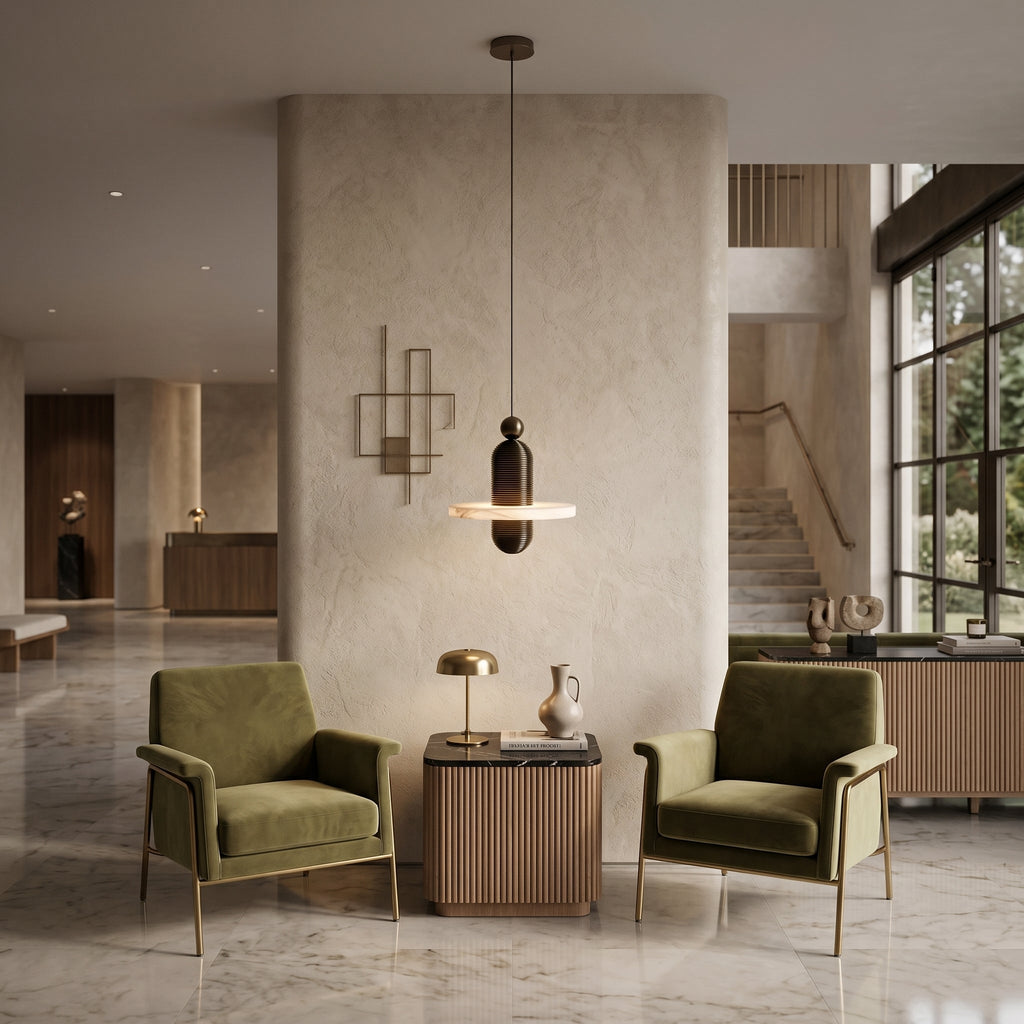 Ember Oak & Co. Alabaster Comet Pendant Lamp — Natural Alabaster Stone