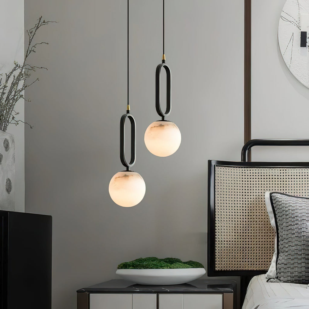 Ember Oak & Co. Alabaster Ball 18" Sculptural Pendant Lamp