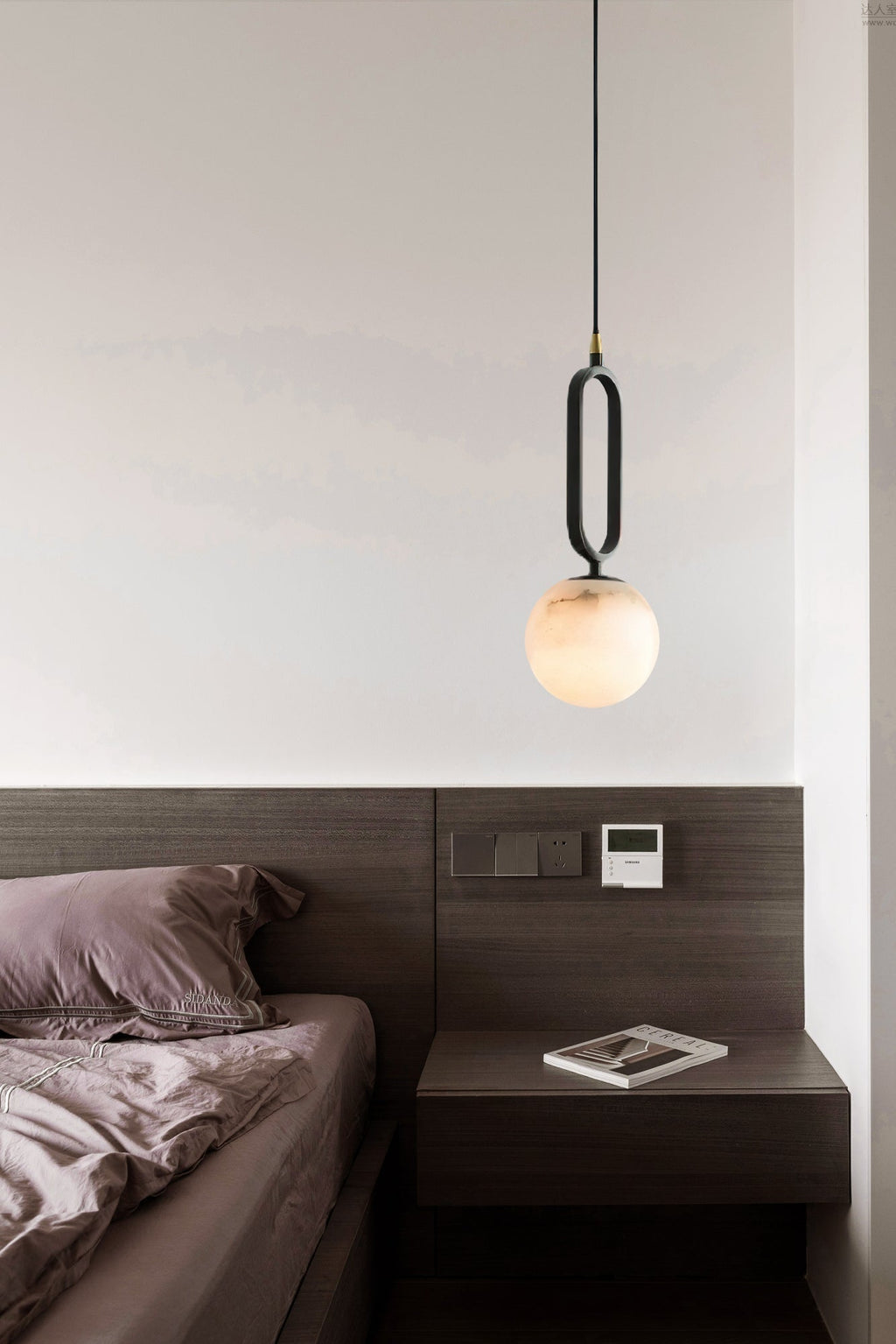 Ember Oak & Co. Alabaster Ball 18" Sculptural Pendant Lamp