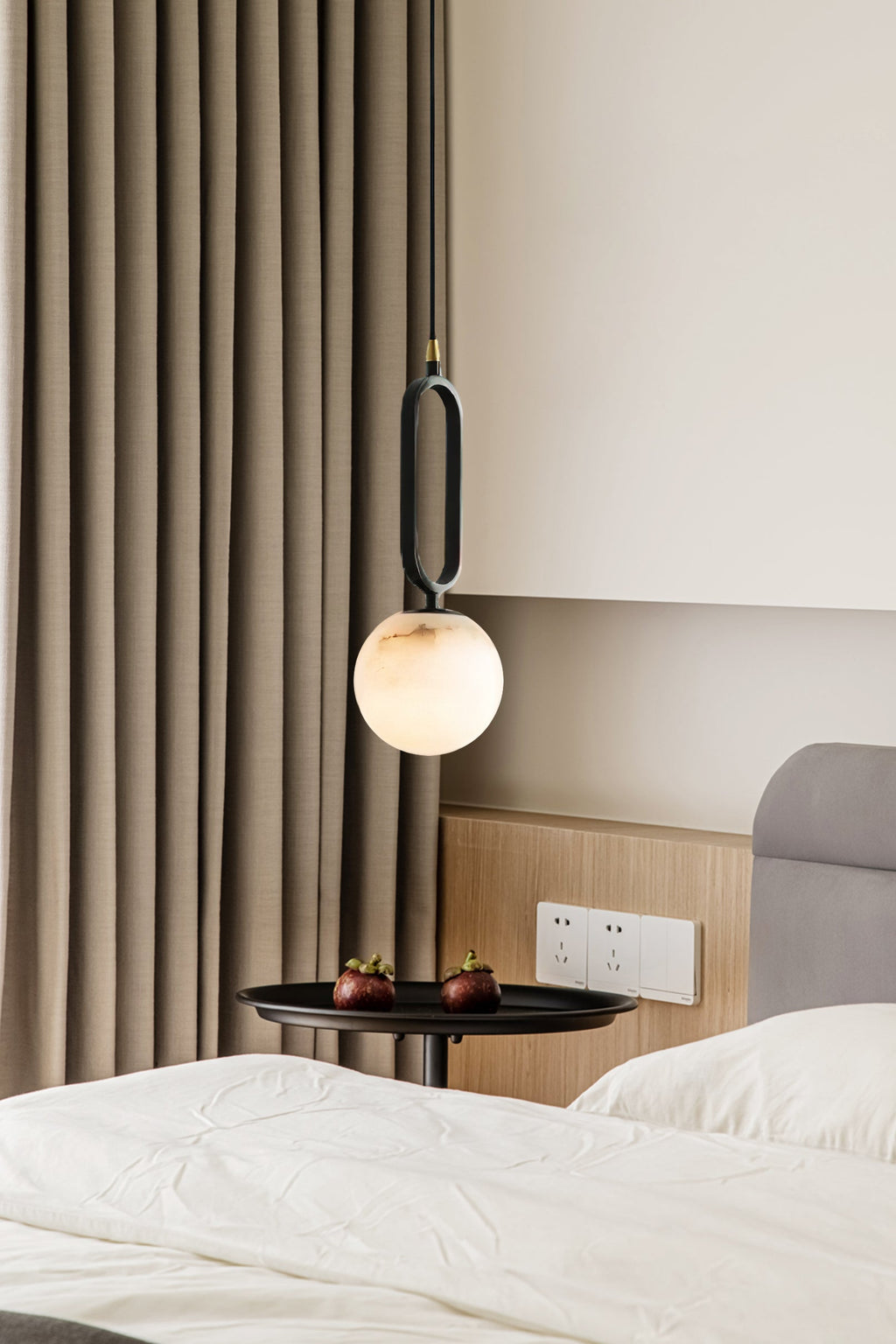 Ember Oak & Co. Alabaster Ball 18" Sculptural Pendant Lamp
