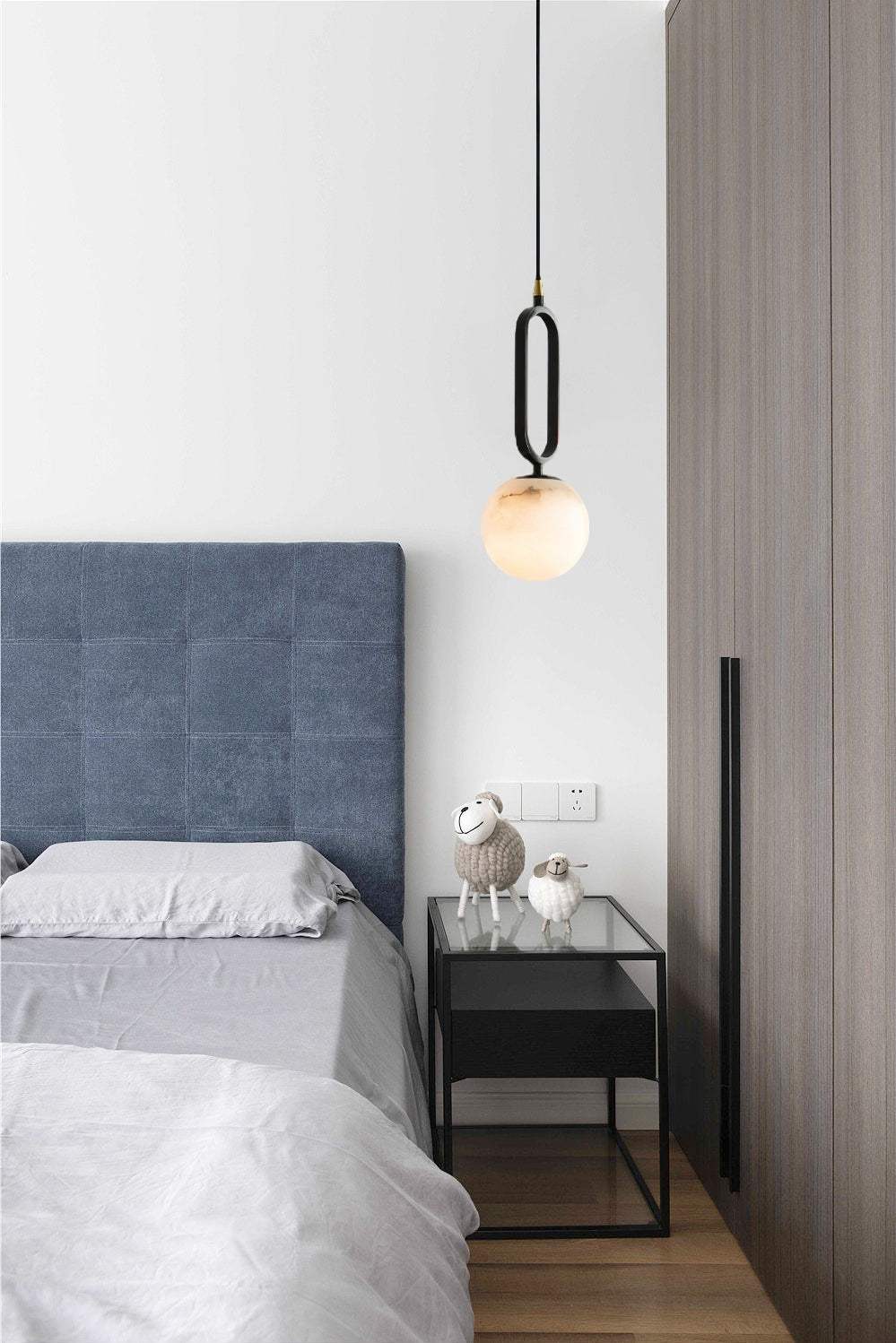 Ember Oak & Co. Alabaster Ball 18" Sculptural Pendant Lamp