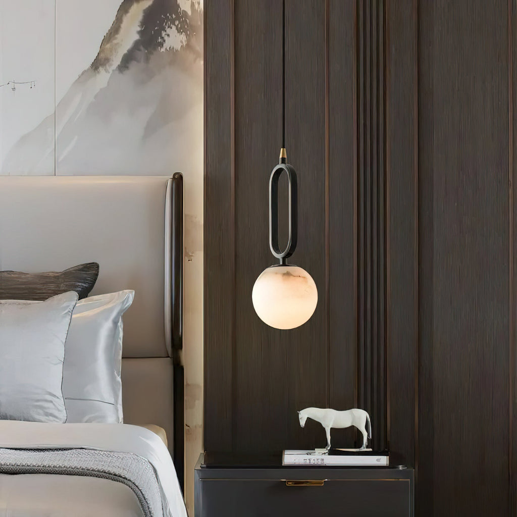 Ember Oak & Co. Alabaster Ball 18" Sculptural Pendant Lamp