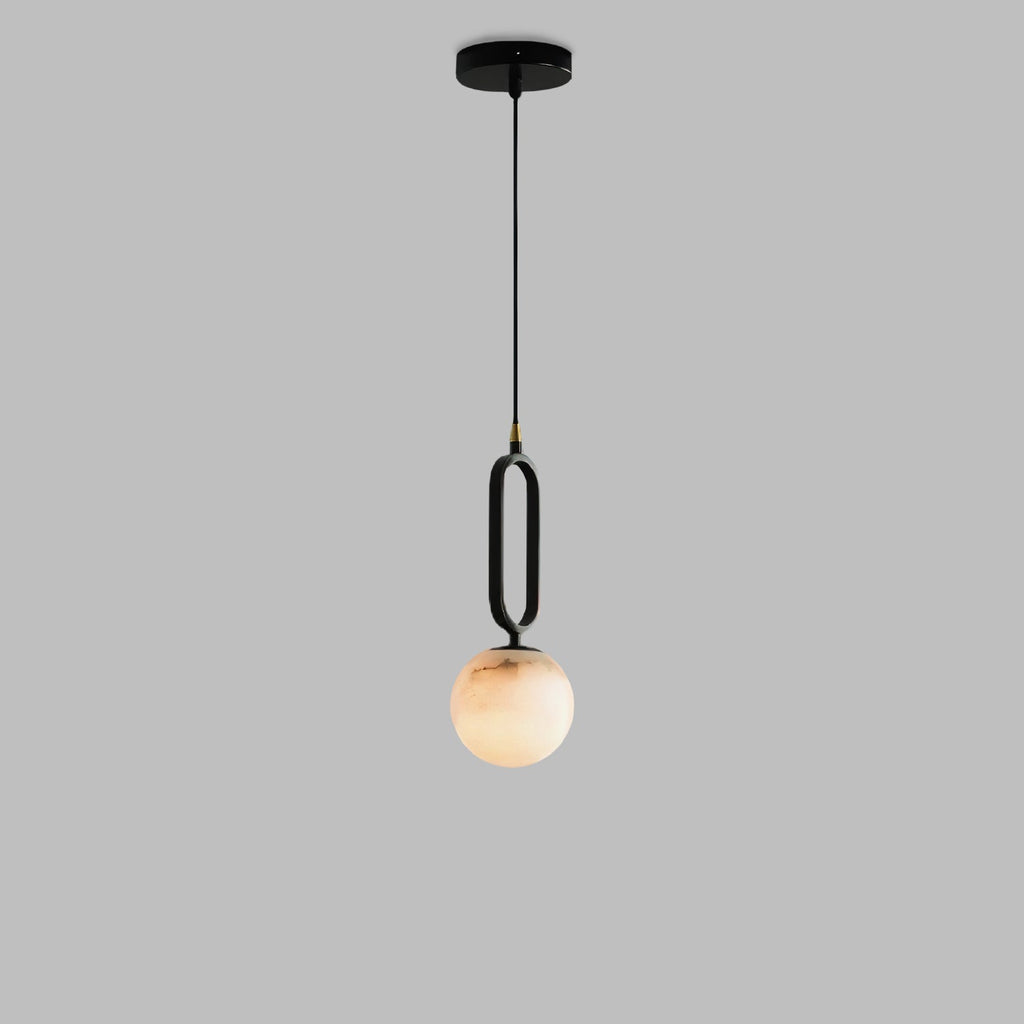 Ember Oak & Co. Alabaster Ball 18" Sculptural Pendant Lamp