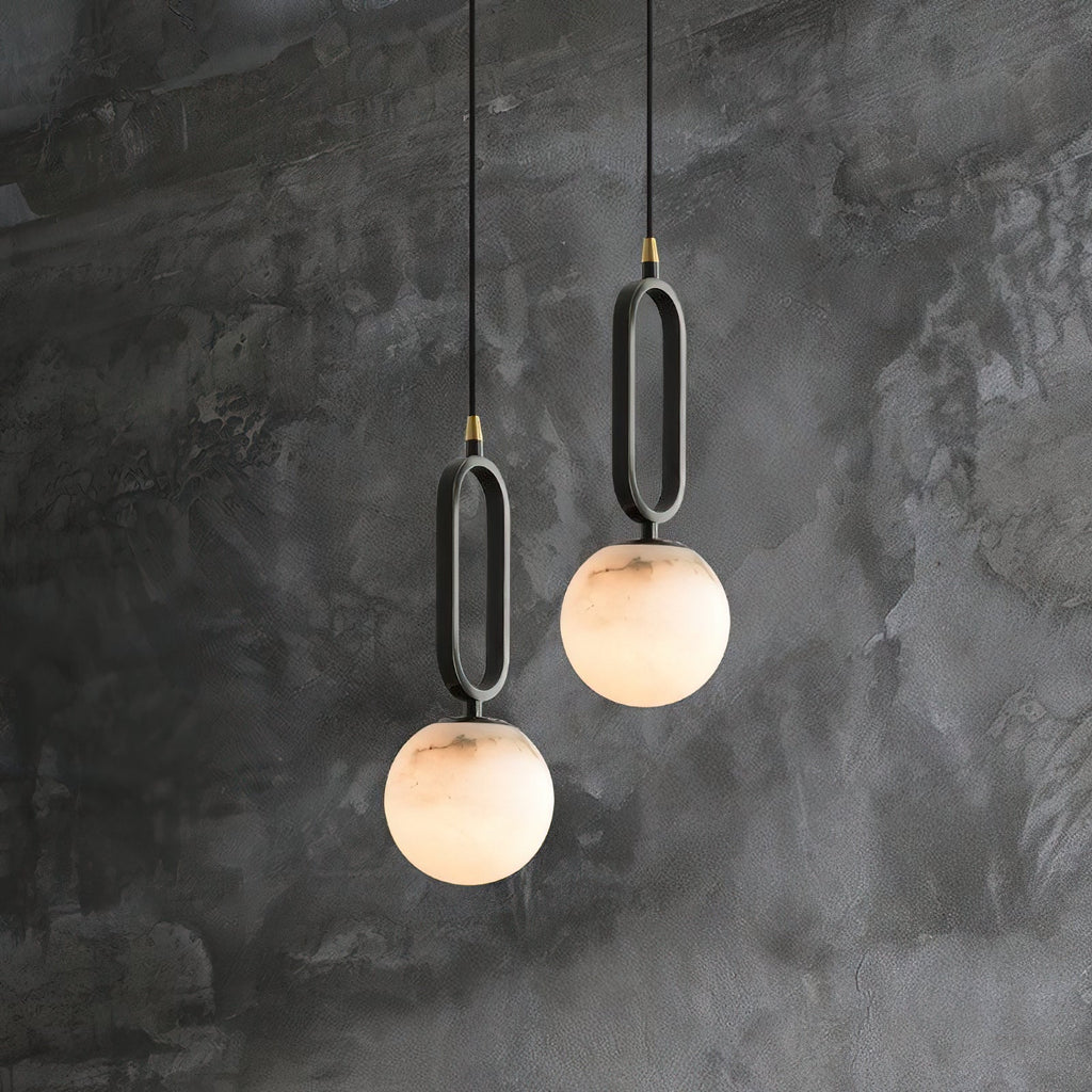 Ember Oak & Co. Alabaster Ball 18" Sculptural Pendant Lamp