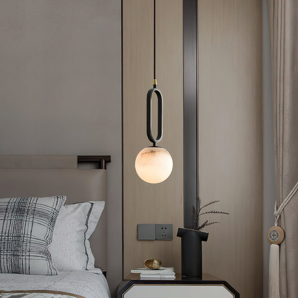 Ember Oak & Co. Alabaster Ball 18" Sculptural Pendant Lamp