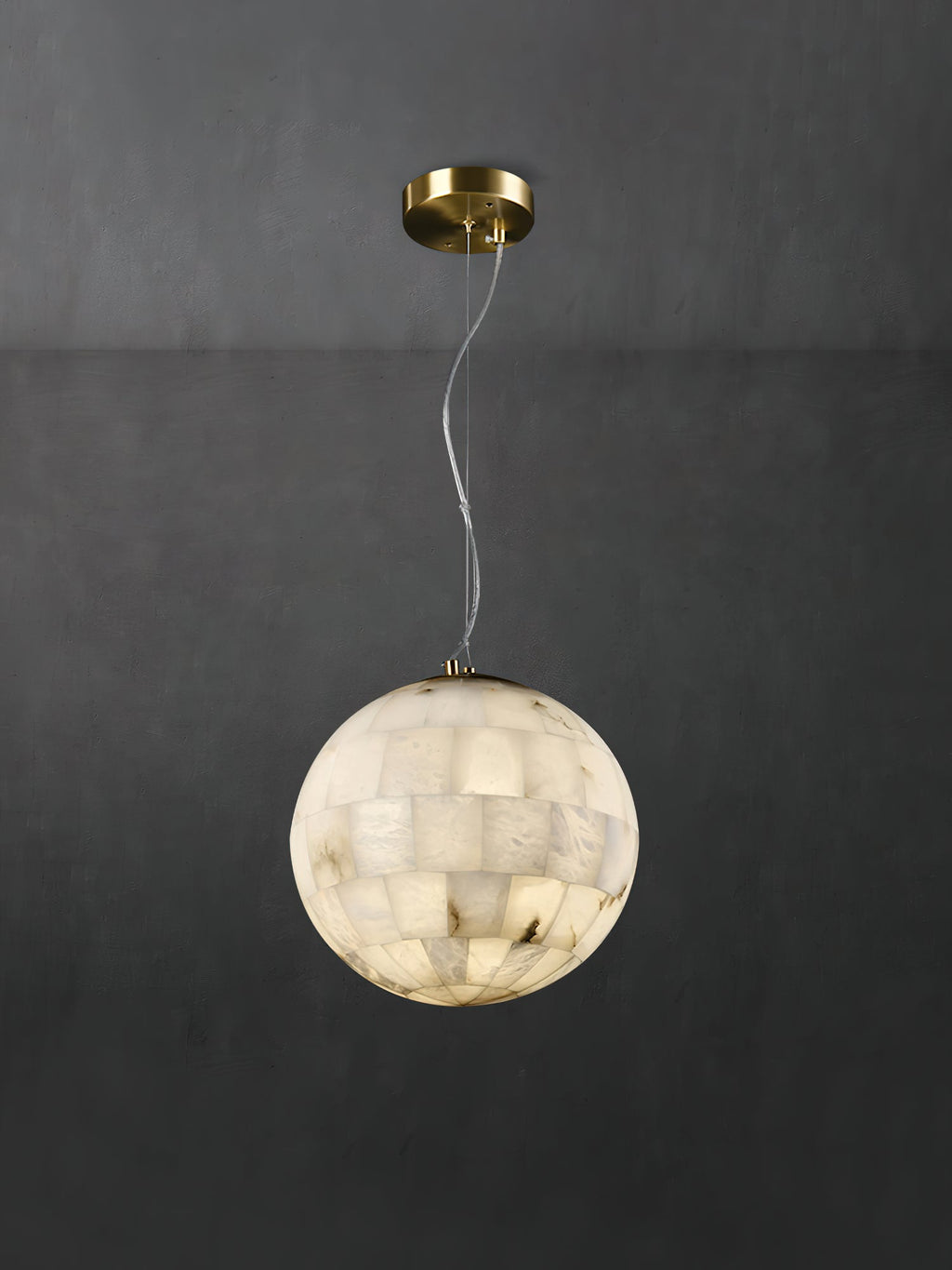 Ember Oak & Co. Alabaster Ball Brass Pendant Light