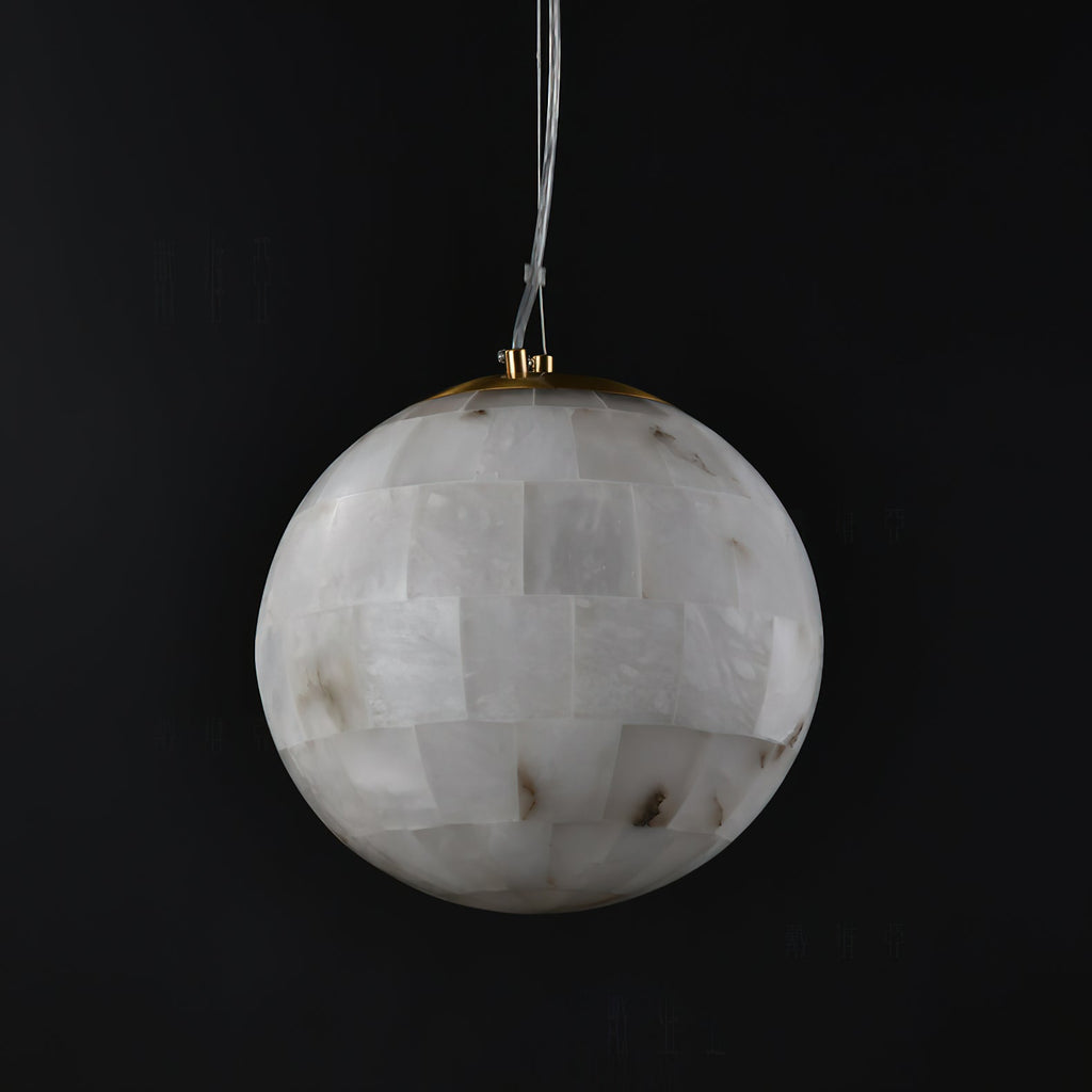 Ember Oak & Co. Alabaster Ball Brass Pendant Light