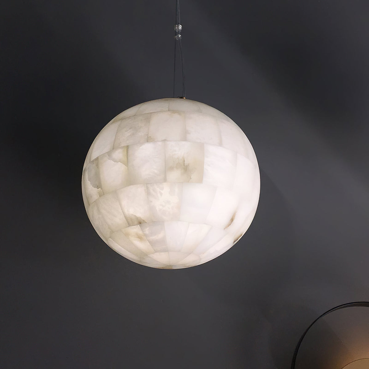 Ember Oak & Co. Alabaster Ball Brass Pendant Light