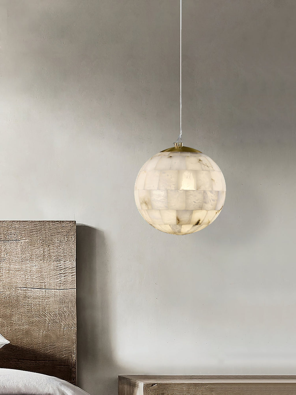 Ember Oak & Co. Alabaster Ball Brass Pendant Light