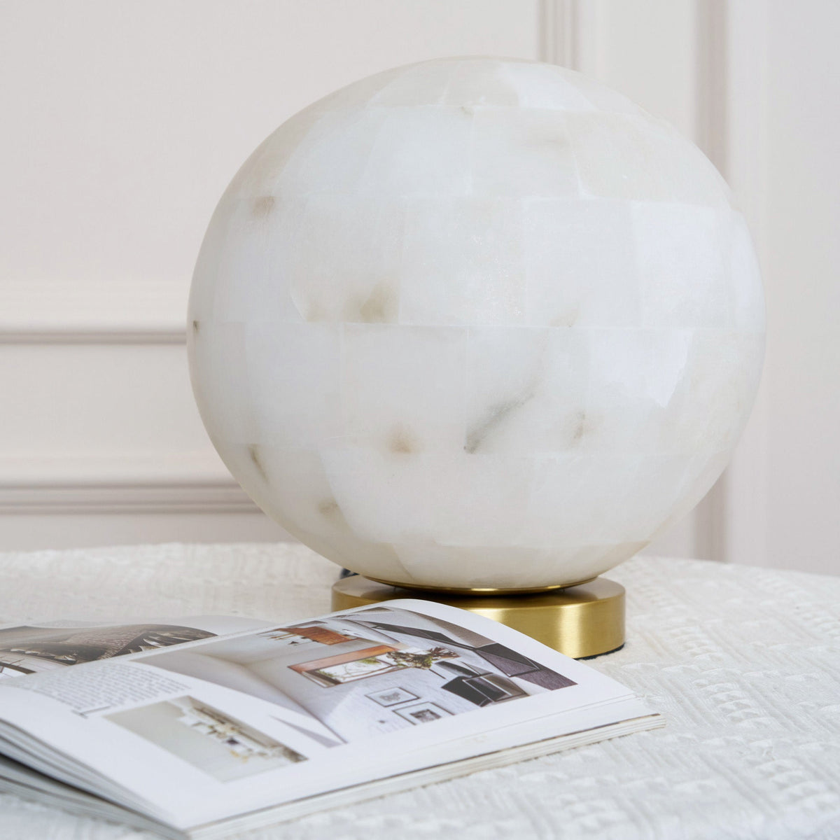Ember Oak & Co. Alabaster Ball 11" Brass Table Lamp