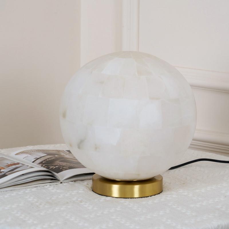 Ember Oak & Co. Alabaster Ball 11" Brass Table Lamp