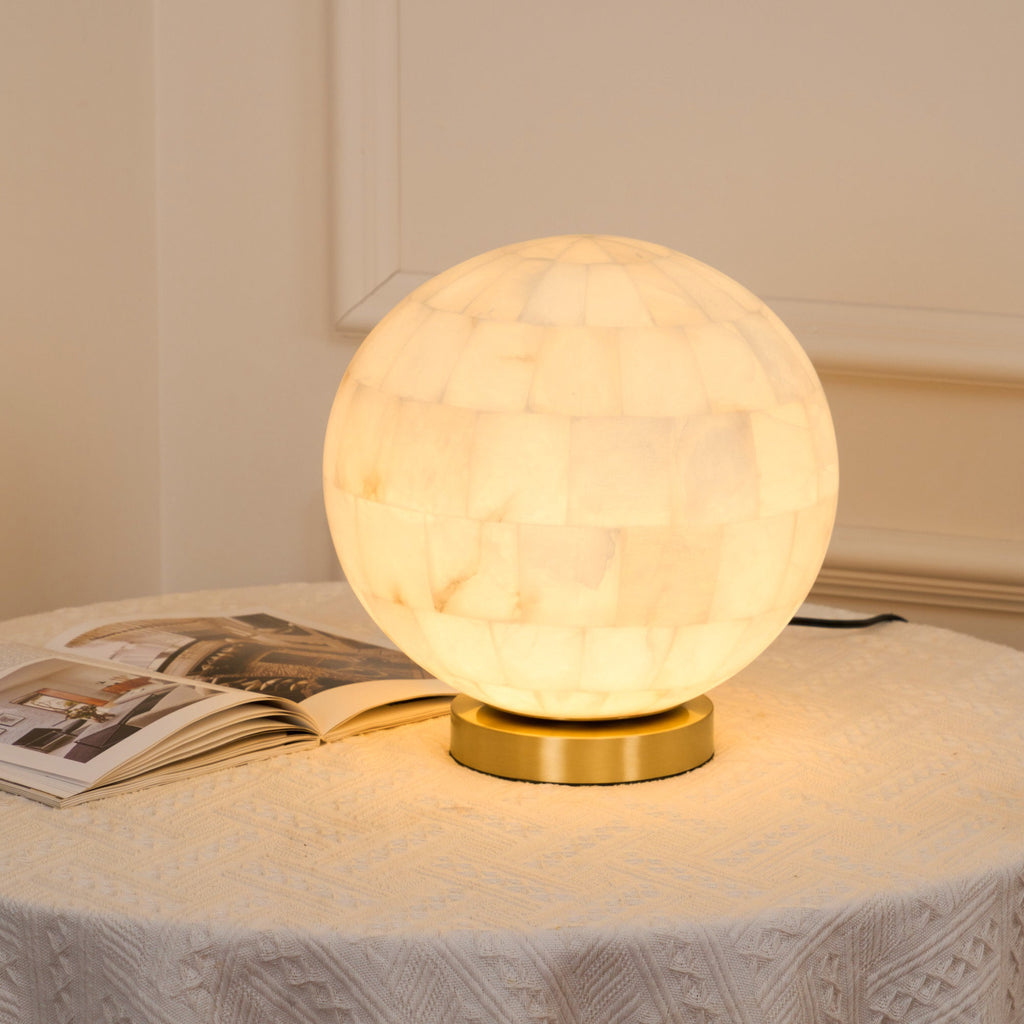 Ember Oak & Co. Alabaster Ball 11" Brass Table Lamp