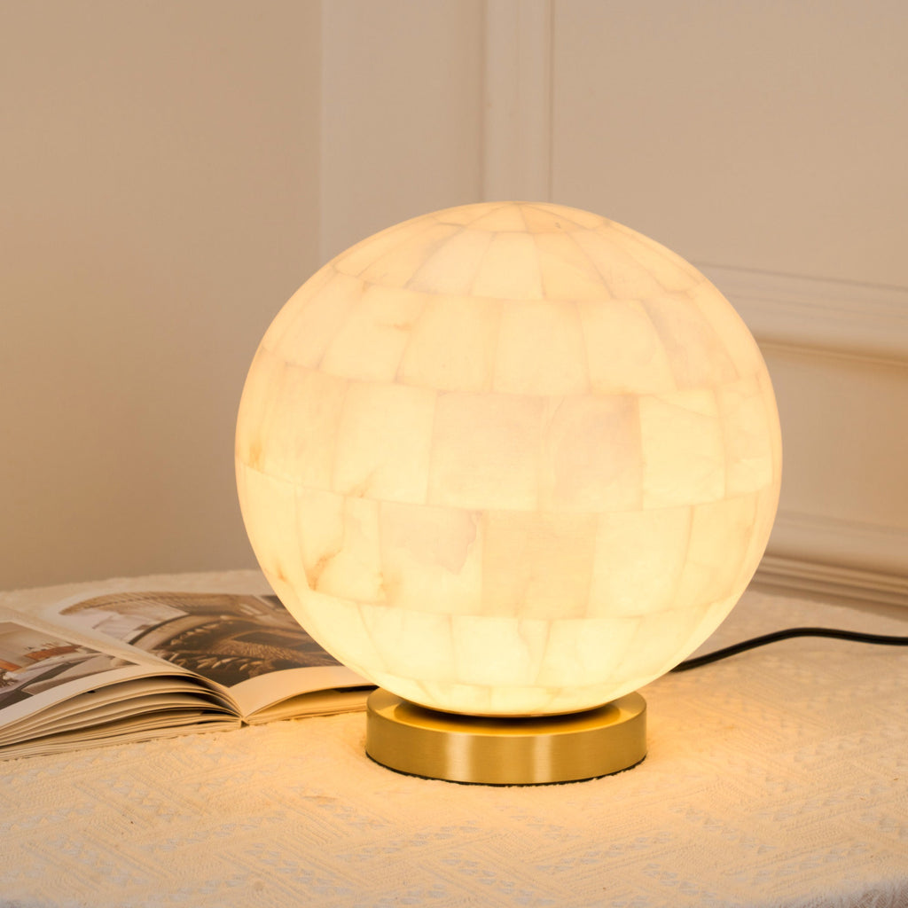 Ember Oak & Co. Alabaster Ball 11" Brass Table Lamp