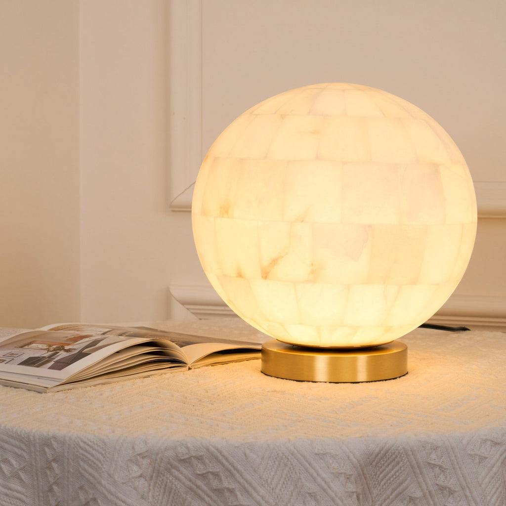 Ember Oak & Co. Alabaster Ball 11" Brass Table Lamp