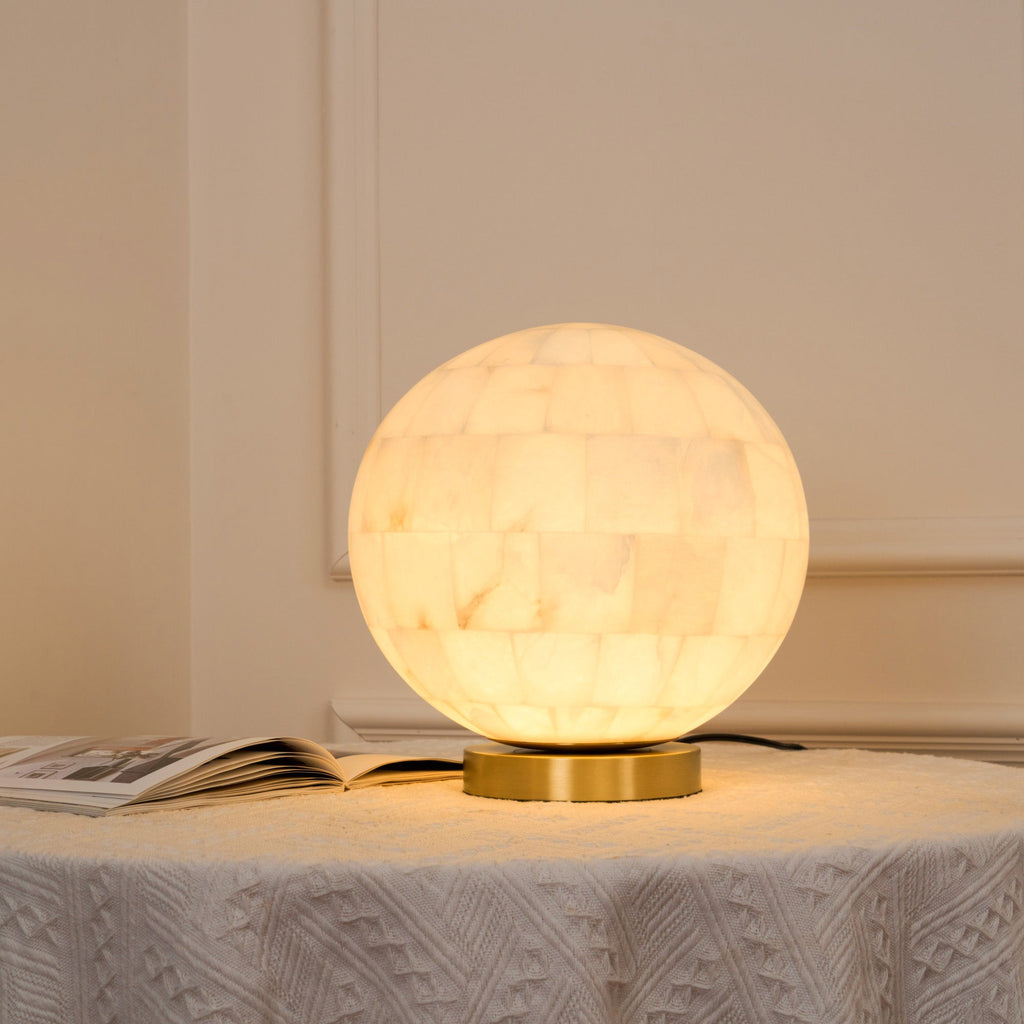 Ember Oak & Co. Alabaster Ball 11" Brass Table Lamp
