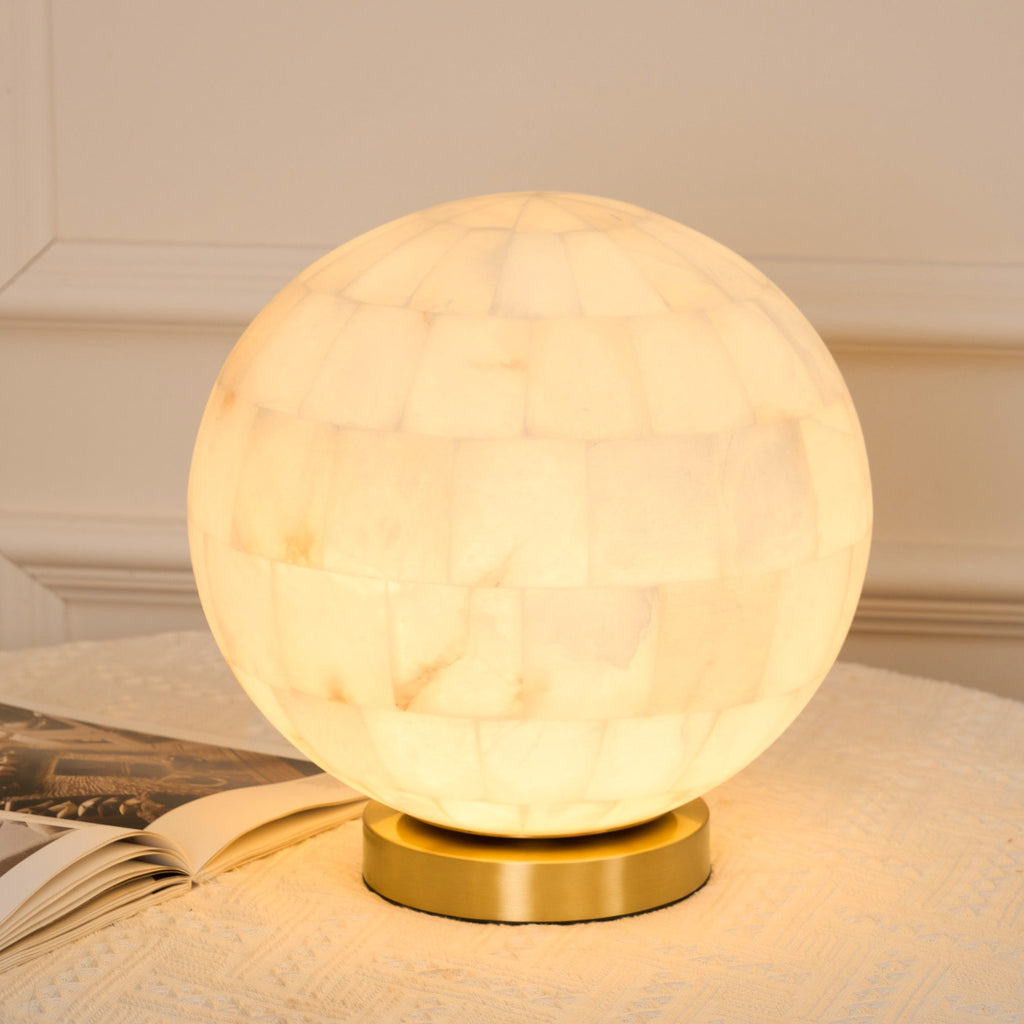Ember Oak & Co. Alabaster Ball 11" Brass Table Lamp