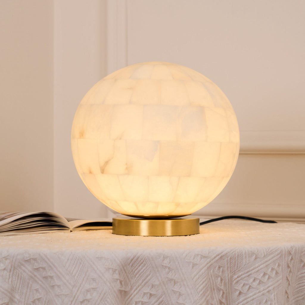 Ember Oak & Co. Alabaster Ball 11" Brass Table Lamp