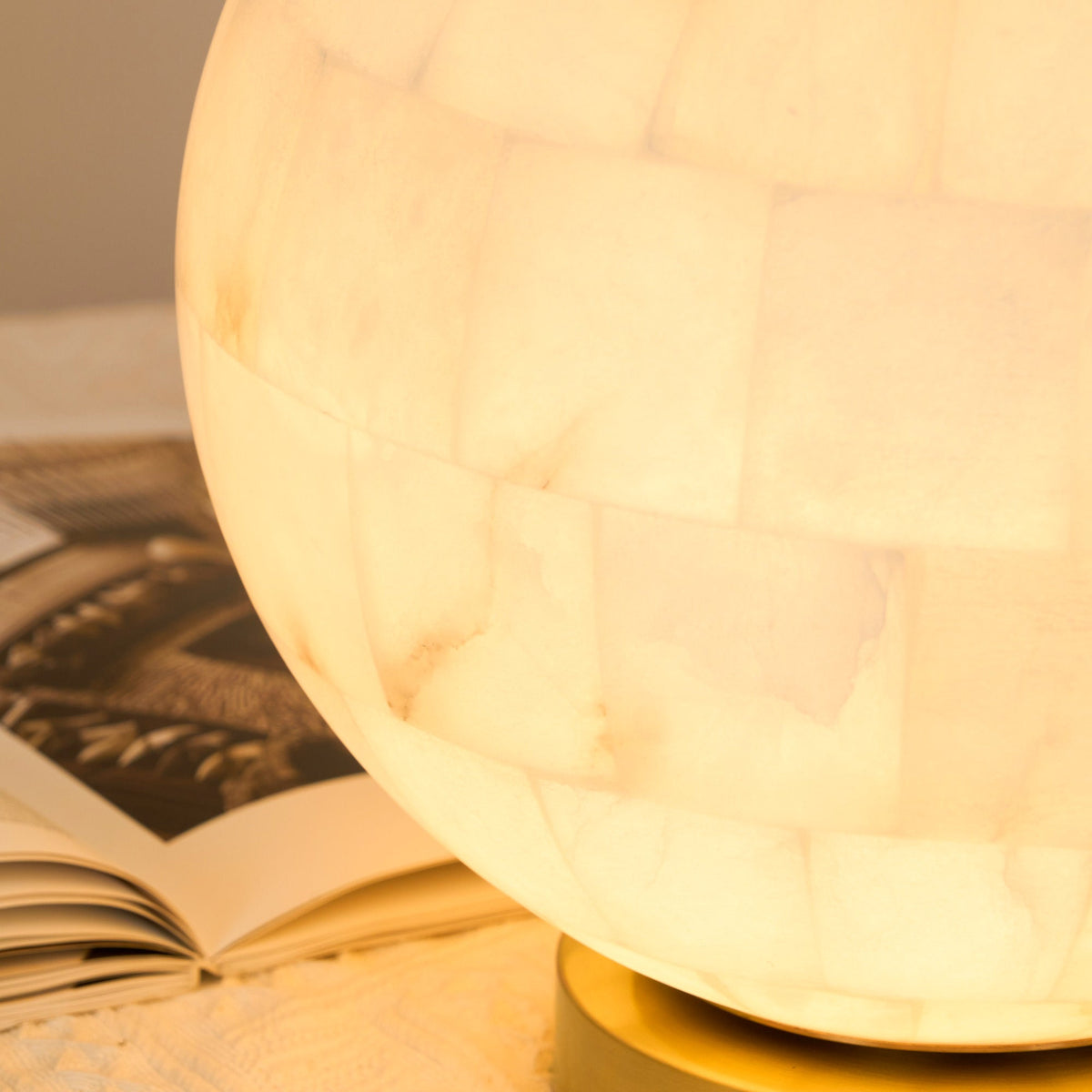 Ember Oak & Co. Alabaster Ball 11" Brass Table Lamp