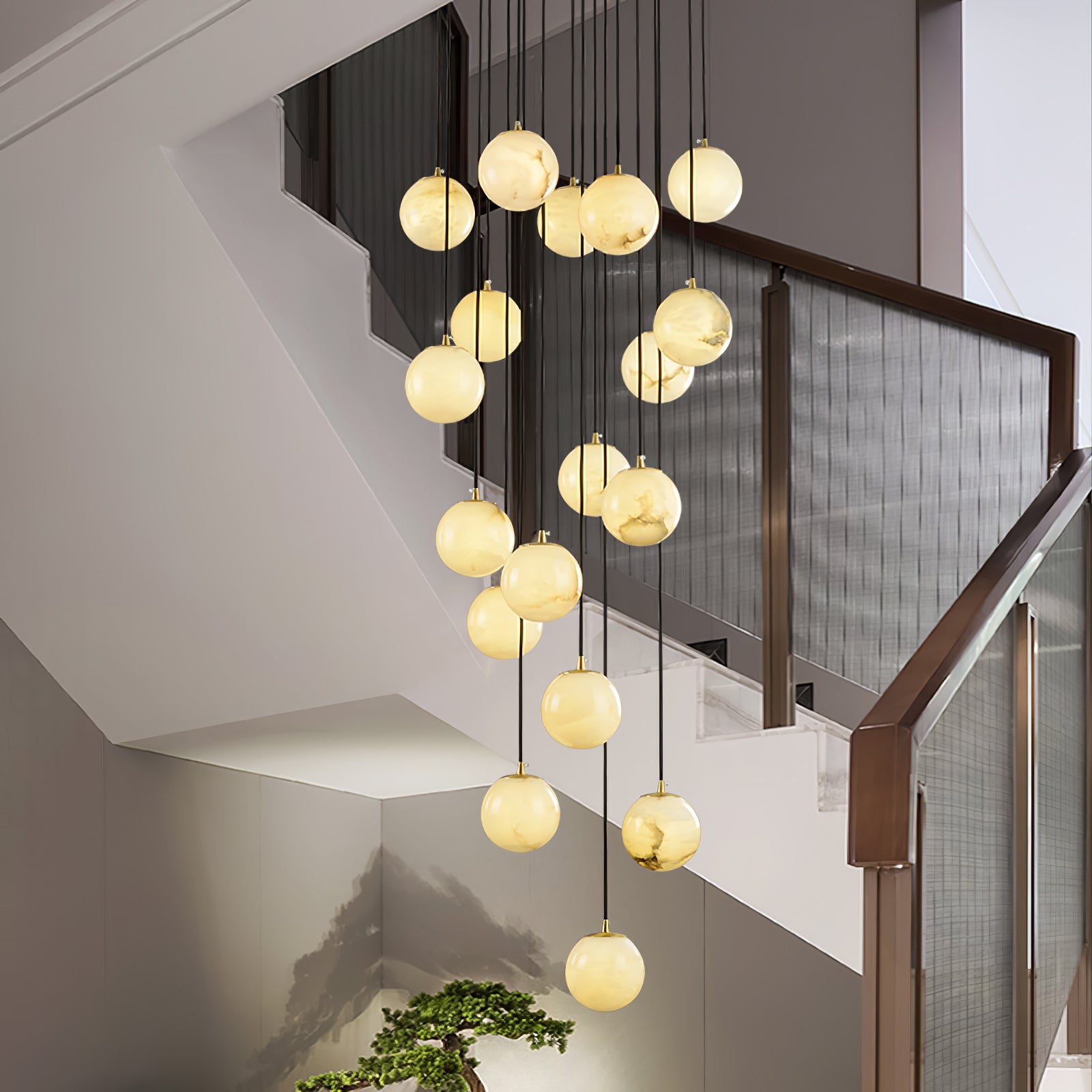 Ember Oak & Co. Alabaster Balls Cluster Chandelier
