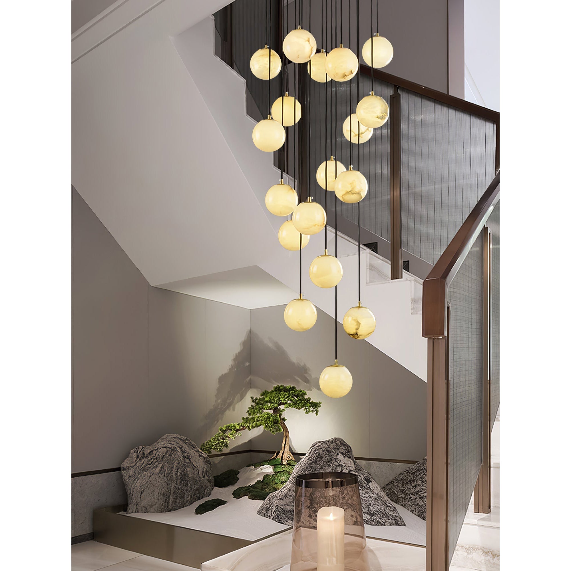 Ember Oak & Co. Alabaster Balls Cluster Chandelier