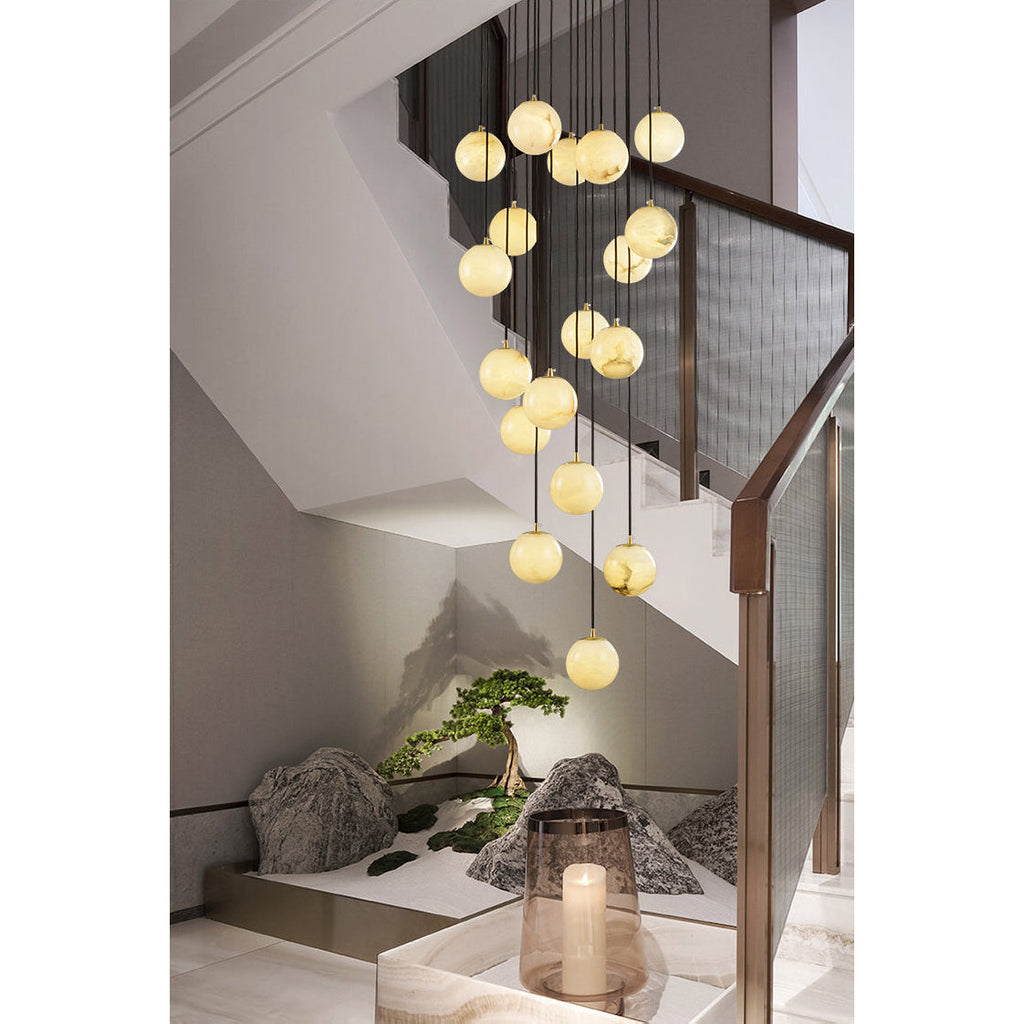 Ember Oak & Co. Alabaster Balls Cluster Chandelier
