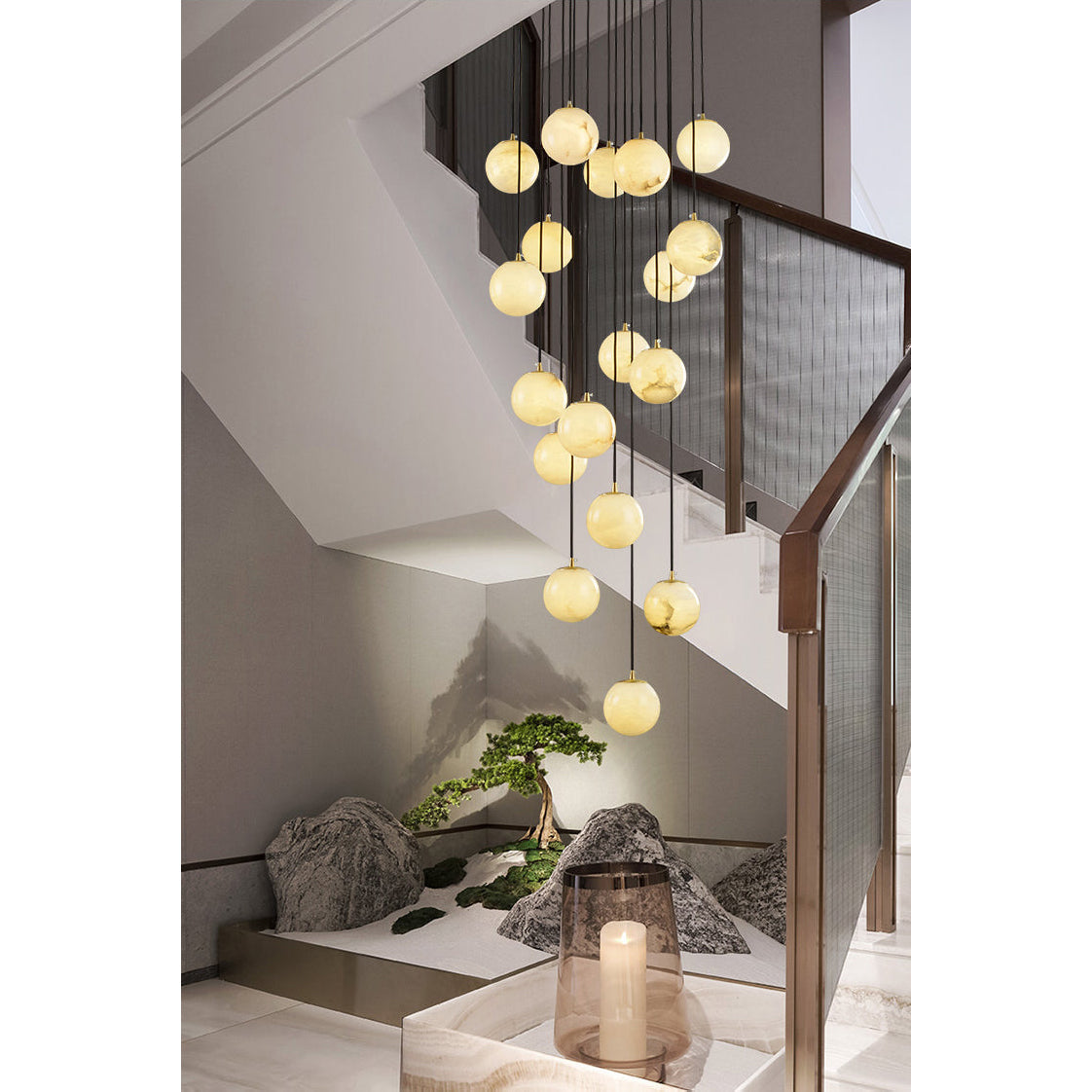 Ember Oak & Co. Alabaster Balls Cluster Chandelier