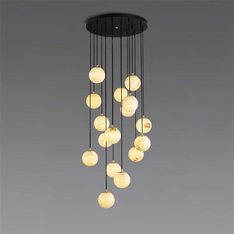 Ember Oak & Co. Alabaster Balls Cluster Chandelier