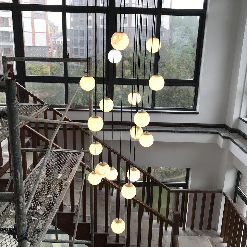 Ember Oak & Co. Alabaster Balls Cluster Chandelier